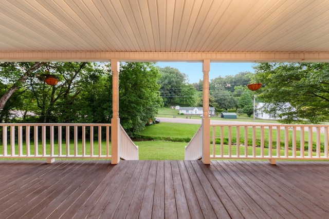 5719 Minor Hill Hwy, Goodspring, TN 38460 - deck featuring a lawn and view of wooded area