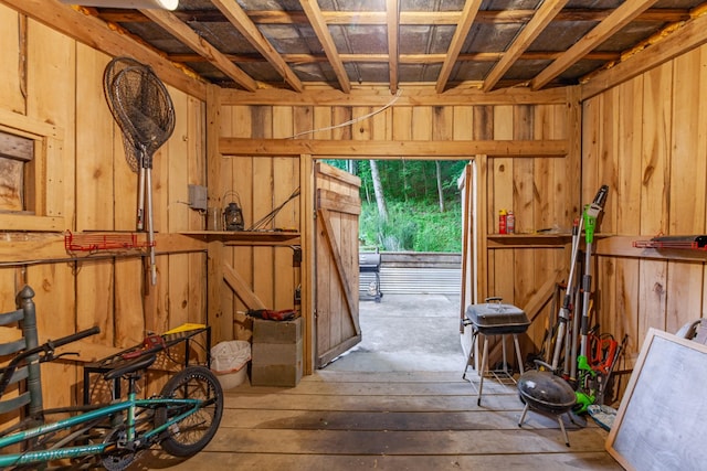5719 Minor Hill Hwy, Goodspring, TN 38460 - misc room featuring wood walls and wood-type flooring