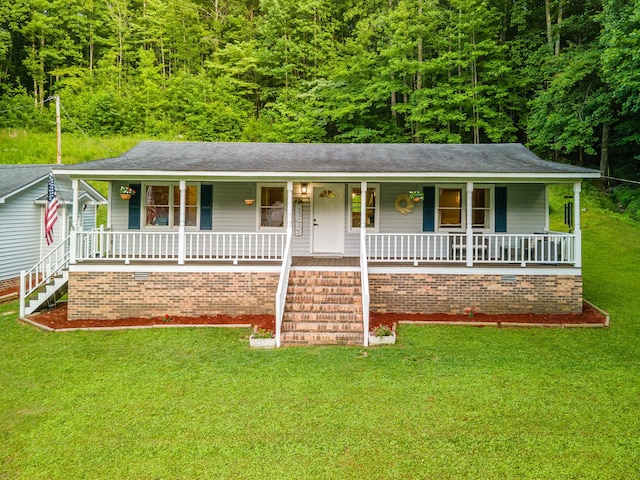 5719 Minor Hill Hwy, Goodspring, TN 38460 - ranch-style house with a porch, a front lawn, and stairs
