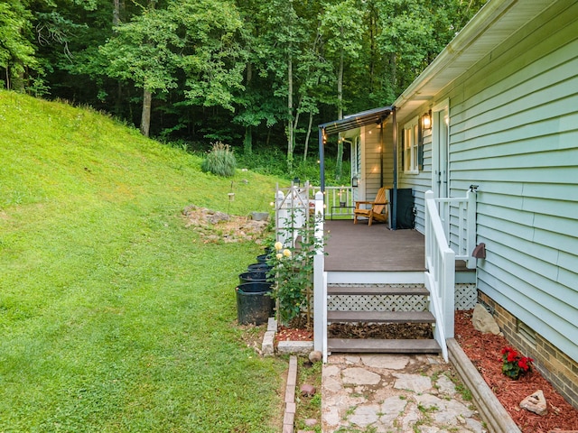 5719 Minor Hill Hwy, Goodspring, TN 38460 - view of green lawn featuring a view of trees and a wooden deck