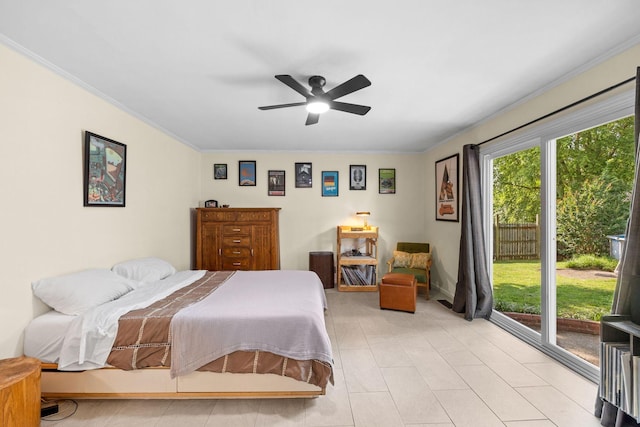 1409 E Northfield Blvd, Murfreesboro, TN 37130 - bedroom with crown molding, access to exterior, and a ceiling fan
