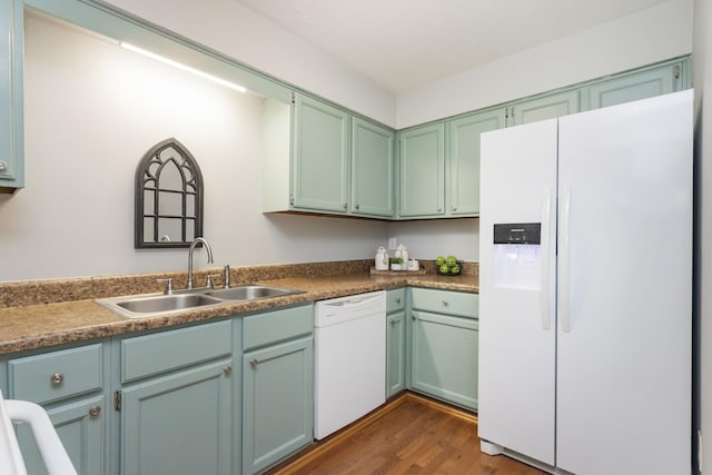 217 Ellington Pl, Madison, TN 37115 - kitchen featuring white appliances and dark wood-style flooring