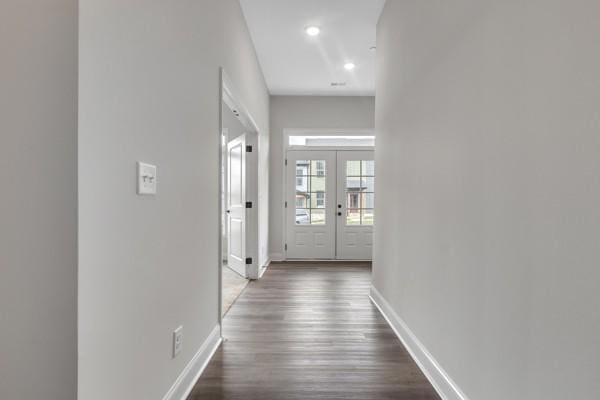 187 Charleston Ave, Pleasant View, TN 37146 - corridor featuring french doors, dark wood finished floors, and recessed lighting