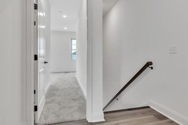 191 Charleston Ave, Pleasant View, TN 37146 - hall with an upstairs landing, wood finished floors, and recessed lighting