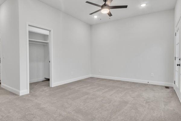 195 Charleston Ave, Pleasant View, TN 37146 - unfurnished bedroom with carpet floors, recessed lighting, a walk in closet, a closet, and ceiling fan