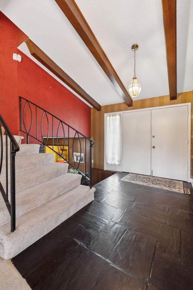 305 Myers Ter, Carthage, TN 37030 - foyer featuring beam ceiling and stairs