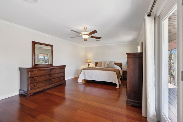 305 Myers Ter, Carthage, TN 37030 - bedroom with multiple windows, wood finished floors, ornamental molding, access to outside, and a ceiling fan
