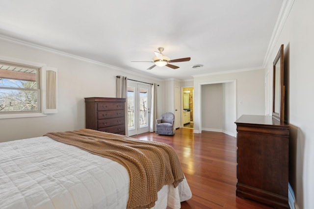 305 Myers Ter, Carthage, TN 37030 - bedroom with wood finished floors, ornamental molding, access to outside, and ceiling fan