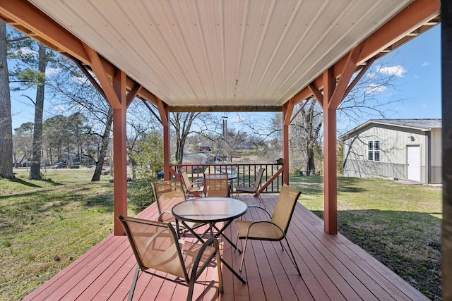 305 Myers Ter, Carthage, TN 37030 - wooden terrace with a yard, an outbuilding, and outdoor dining space