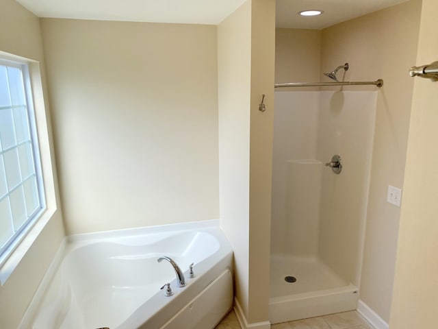 1808 Luke Ct, Columbia, TN 38401 - bathroom with a shower, a garden tub, and tile patterned floors