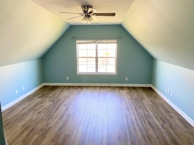 1808 Luke Ct, Columbia, TN 38401 - additional living space featuring ceiling fan, dark wood finished floors, and vaulted ceiling