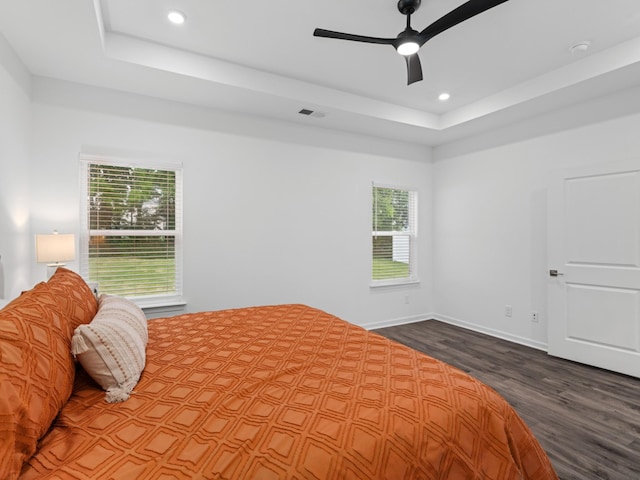 345 Winston Way, Gallatin, TN 37066 - bedroom featuring a raised ceiling, wood finished floors, multiple windows, recessed lighting, and ceiling fan