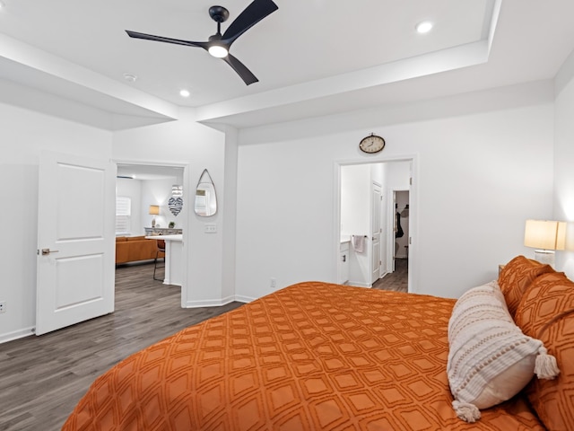 345 Winston Way, Gallatin, TN 37066 - bedroom with wood finished floors, recessed lighting, ensuite bath, and a ceiling fan