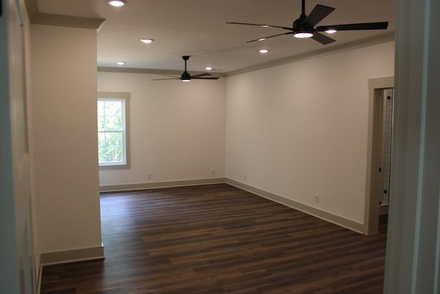 807 Hasty Ln, Estill Springs, TN 37330 - spare room featuring ceiling fan, dark wood-style flooring, and recessed lighting