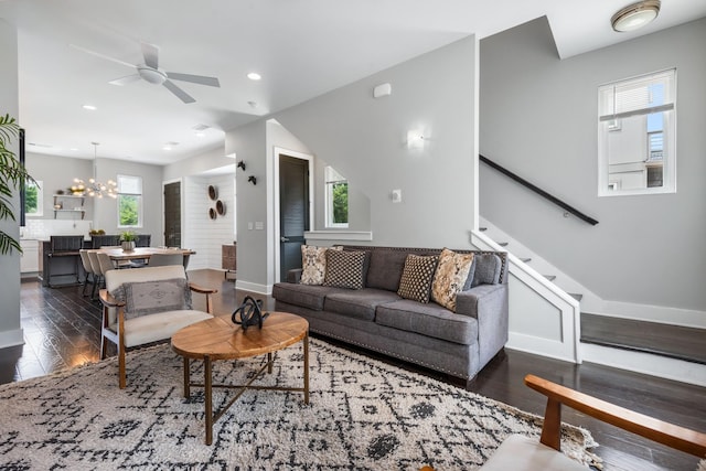 2410 Meharry Blvd Unit 3, Nashville, TN 37208 - living area featuring plenty of natural light, wood finished floors, a ceiling fan, and recessed lighting