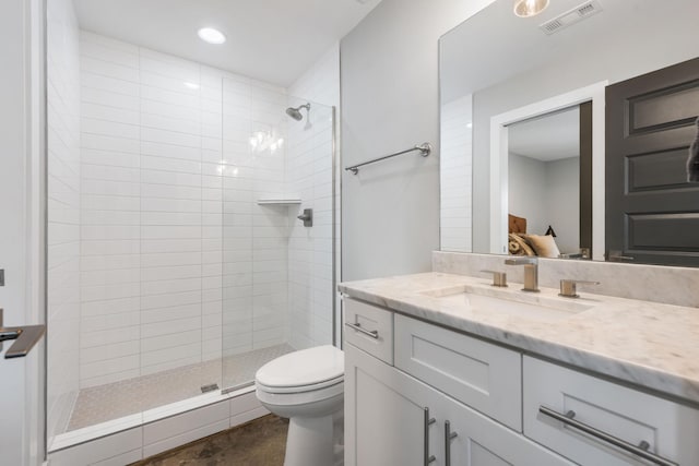 2410 Meharry Blvd Unit 3, Nashville, TN 37208 - ensuite bathroom with vanity, tiled shower, and recessed lighting
