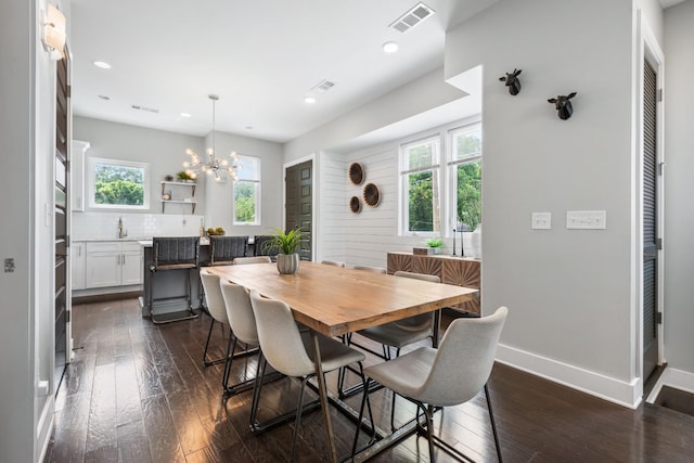 2410 Meharry Blvd Unit 3, Nashville, TN 37208 - dining space with dark wood-type flooring, healthy amount of natural light, recessed lighting, and a chandelier