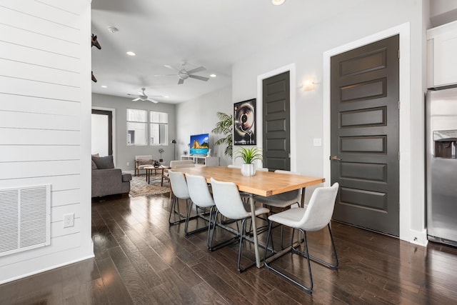 2410 Meharry Blvd Unit 3, Nashville, TN 37208 - dining area featuring recessed lighting, dark wood-style floors, and a ceiling fan