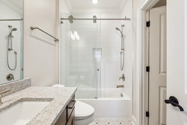 6004 Lookaway Cir, Franklin, TN 37067 - full bath featuring vanity, crown molding, and shower / bath combination with glass door