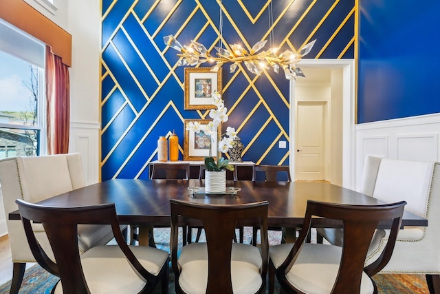 6004 Lookaway Cir, Franklin, TN 37067 - dining area featuring a decorative wall and a chandelier
