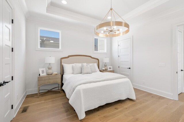 7018 Southvale Blvd, Franklin, TN 37064 - bedroom featuring a chandelier, light wood-type flooring, and recessed lighting