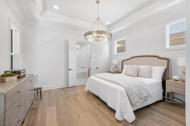 7018 Southvale Blvd, Franklin, TN 37064 - bedroom featuring a chandelier, recessed lighting, light wood-style floors, and multiple windows