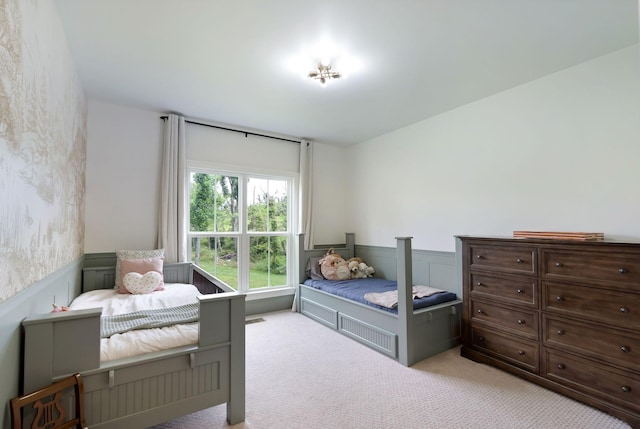 1744 Blackburn Ln, Spring Hill, TN 37174 - bedroom featuring a wainscoted wall, light carpet, and wallpapered walls