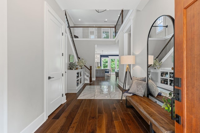 541 Lakeview Cir, Mount Juliet, TN 37122 - foyer with stairs, hardwood / wood-style floors, a towering ceiling, and recessed lighting