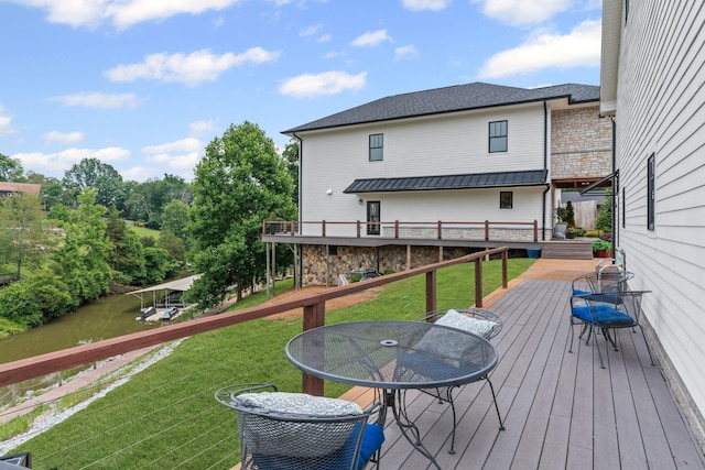 541 Lakeview Cir, Mount Juliet, TN 37122 - wooden terrace featuring a yard, outdoor dining space, and a water view