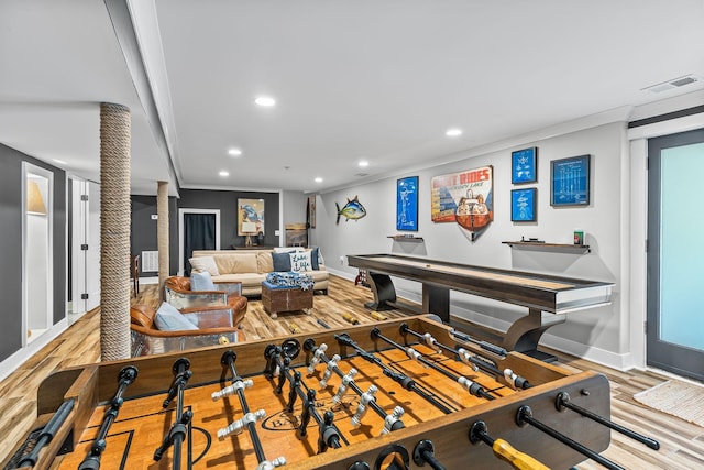 541 Lakeview Cir, Mount Juliet, TN 37122 - playroom with crown molding, wood finished floors, and recessed lighting