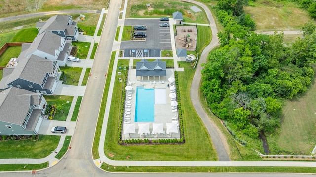 2110 Lequire Ln, Spring Hill, TN 37174 - aerial perspective of suburban area with a pool