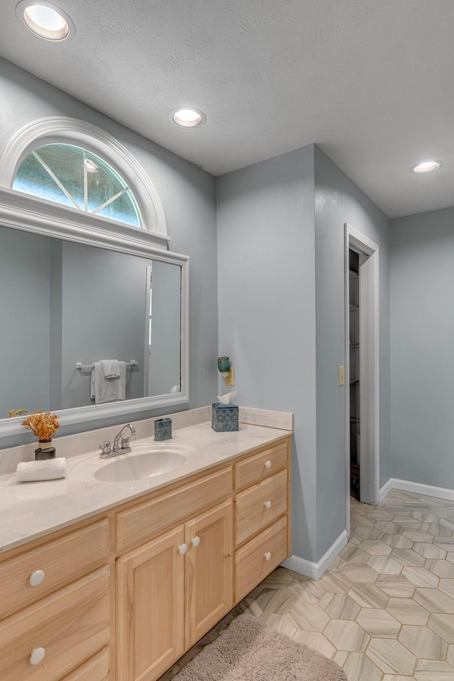 3316 Burr Rd, Springfield, TN 37172 - bathroom with vanity, recessed lighting, and a textured ceiling