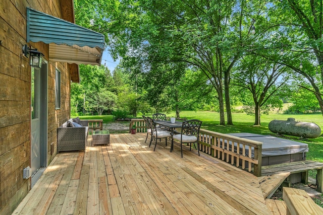 3316 Burr Rd, Springfield, TN 37172 - deck with a lawn, outdoor dining area, and view of scattered trees