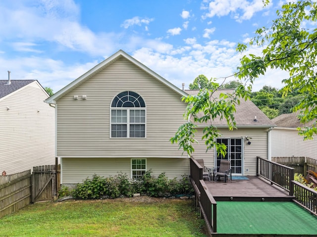 525 Scotts Creek Trl, Hermitage, TN 37076 - back of house featuring a wooden deck, a fenced backyard, and a gate