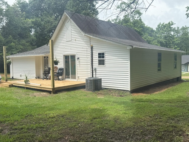 175 State Route 22a S, Jacks Creek, TN 38347 - rear view of property with a deck, a yard, and a shingled roof