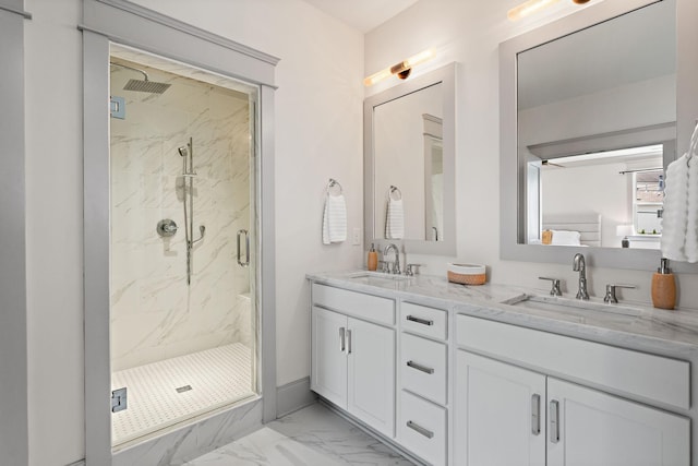 1931 Warfield Dr, Nashville, TN 37215 - full bathroom featuring marble finish floors, a marble finish shower, and double vanity