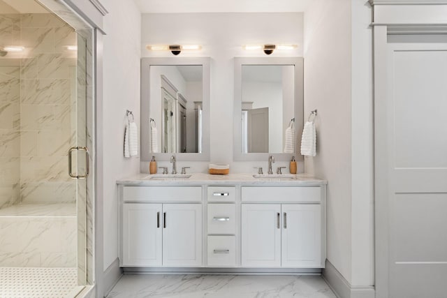 1931 Warfield Dr, Nashville, TN 37215 - full bathroom with marble finish floors, a marble finish shower, and double vanity