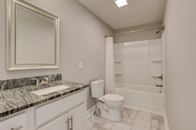 1331 Juniper Pass, Clarksville, TN 37043 - full bath featuring marble finish flooring, vanity, and shower / bathtub combination with curtain