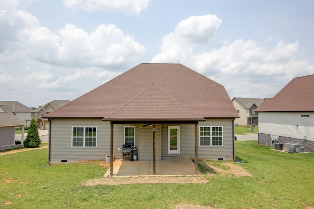 1331 Juniper Pass, Clarksville, TN 37043 - back of house with crawl space, a patio area, a lawn, and roof with shingles