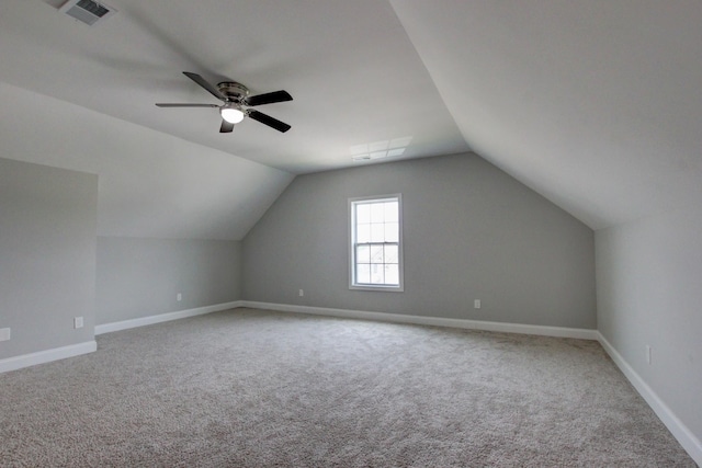 1331 Juniper Pass, Clarksville, TN 37043 - additional living space featuring carpet, vaulted ceiling, and a ceiling fan
