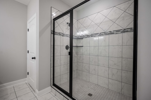 135 Bruce Meadows Dr, Beechgrove, TN 37018 - full bathroom with a stall shower and marble look tile flooring