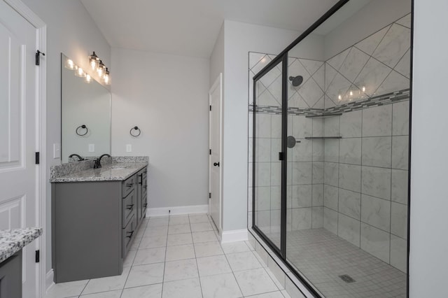 135 Bruce Meadows Dr, Beechgrove, TN 37018 - bathroom featuring vanity, a stall shower, and tile patterned flooring