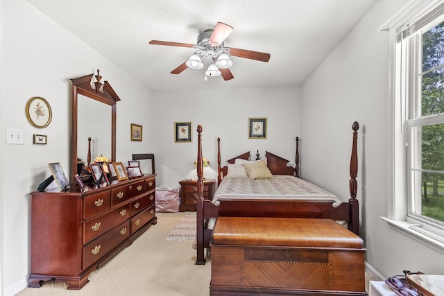 3330 Booker Farm Rd, Mount Pleasant, TN 38474 - bedroom with multiple windows, light colored carpet, and ceiling fan