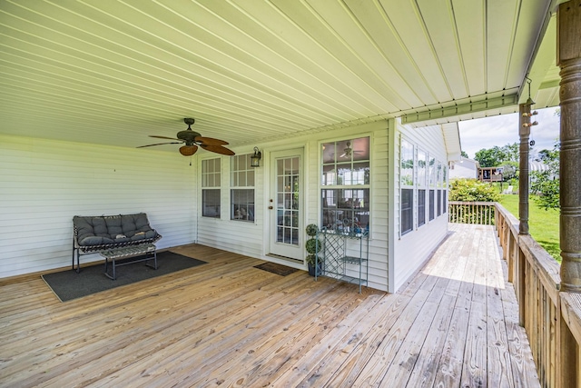 3330 Booker Farm Rd, Mount Pleasant, TN 38474 - deck featuring ceiling fan