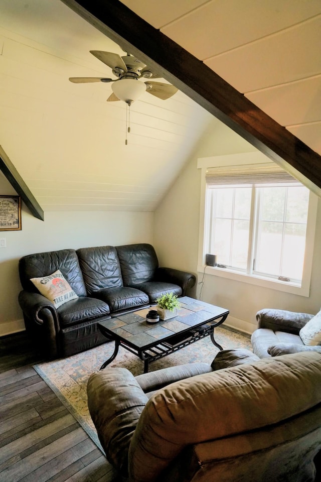 450 Lowe Branch Rd, Centerville, TN 37033 - living area featuring lofted ceiling, hardwood / wood-style flooring, and ceiling fan