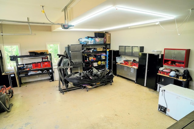 450 Lowe Branch Rd, Centerville, TN 37033 - garage with a garage door opener and refrigerator