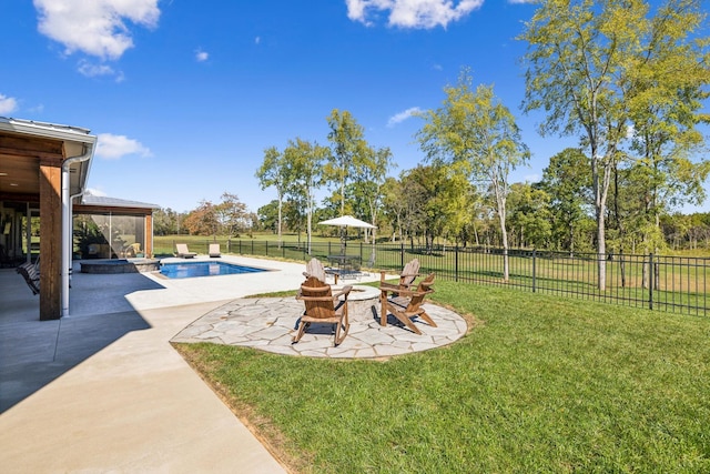 1249 Wilson School Rd, Chapel Hill, TN 37034 - fenced backyard with a fire pit, a patio area, and a pool with connected hot tub