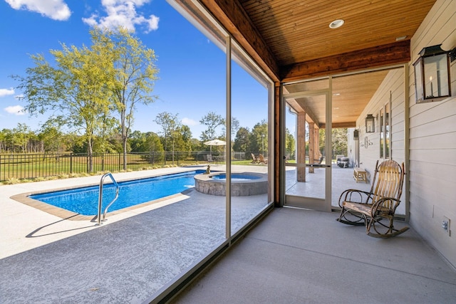 1249 Wilson School Rd, Chapel Hill, TN 37034 - unfurnished sunroom featuring a hot tub and a pool