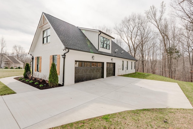 1036 Wilderness Way, Cottontown, TN 37048 - view of side of property with driveway, a yard, roof with shingles, and brick siding