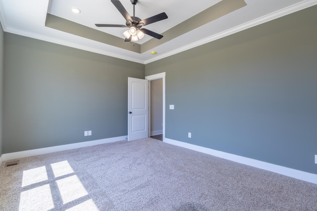 1189 Goose Dr, Springfield, TN 37172 - carpeted spare room featuring a raised ceiling, ornamental molding, and ceiling fan